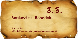 Boskovitz Benedek névjegykártya